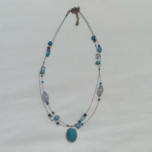 Turquoise Silver Necklace 16”